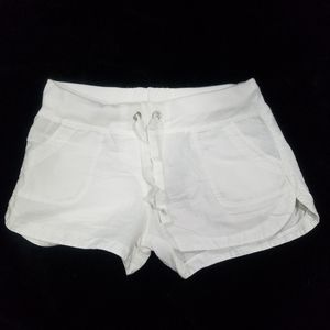 White linen shorts